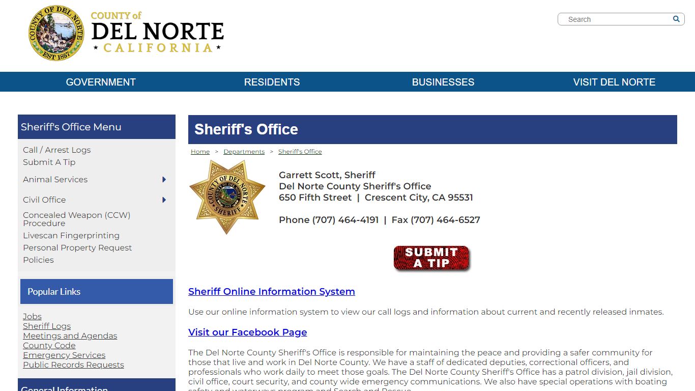 County of Del Norte, California - Sheriff's Office